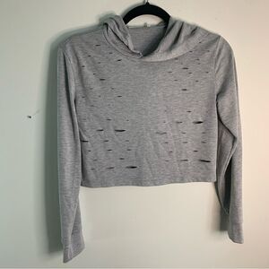 Gaze USA Grey Holey Cropped Hoodie Sweatshirt Size Small